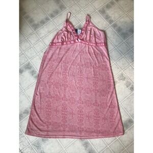 KAT NAP Chemise Nightgown Sleeveless  Pink Eyelet Lace Trim Women's LARGE